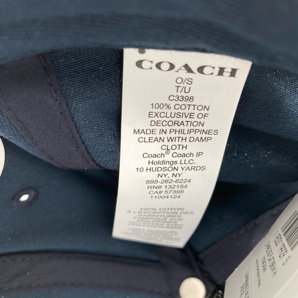 NWT COACH CHAMBRAY NAVY BLUE FLAT BRIM HAT - Picture 7 of 12